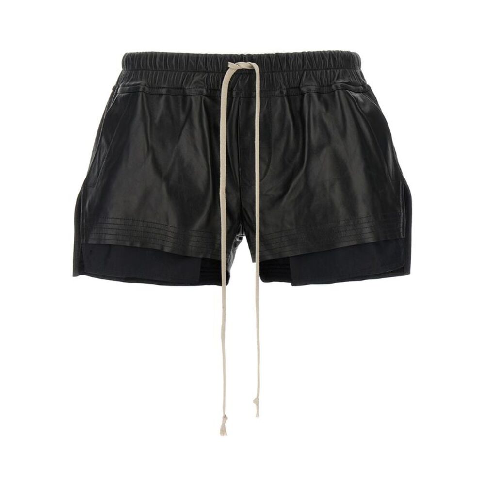 Rick Owens Black Lamb Leather Bermuda Women's Shorts